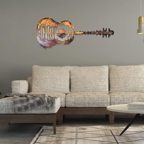 ##/Abstrakt Gitarr Metallkonst Dekoration Hantverk, Metall Smidesjärn Skog##/