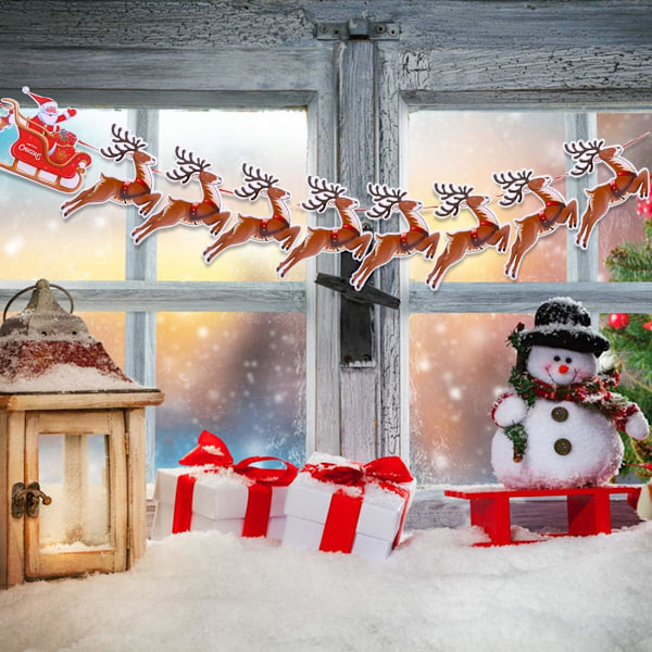 ##/Jultomte Reindeer Girlang, Santa Sleigh Flaggor för Festdekoration##/
