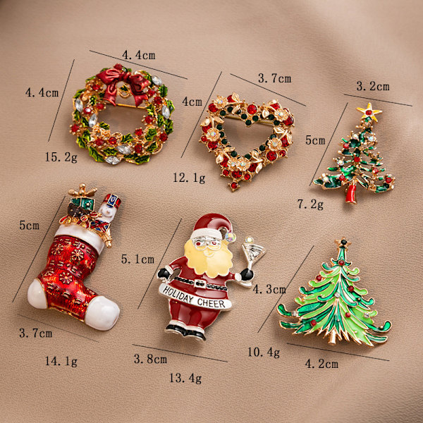 ##/6 stykker juleelement broche, Rhinestone corsage, Kostume ac##/