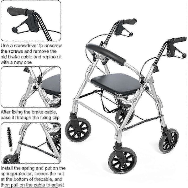 14 stk. Rollator Bremskabel Udskiftningsdele, Walker Dele Rollator Bremskabel