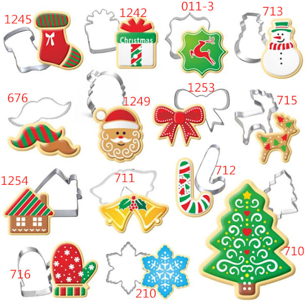 ##/14 Pcs Christmas Cookie Cutters, 3D Plastic Biscuit Molds, Kids B##/