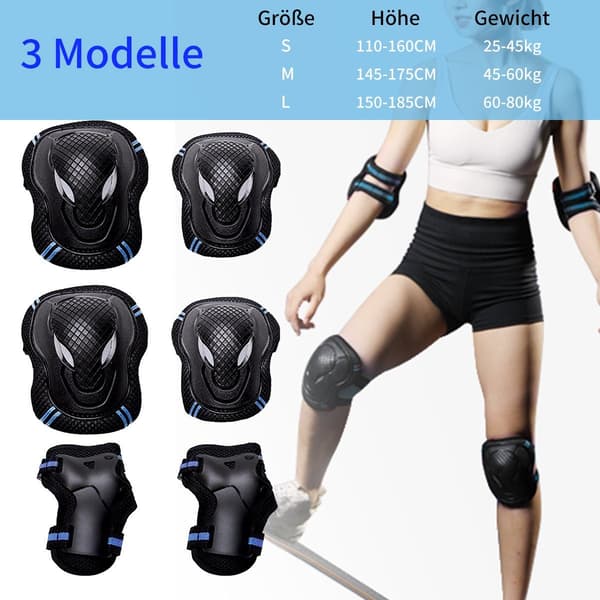 ##/S, Skyddssats 6 i 1 armbågsskydd handledsskydd, professionella knäskydd##/