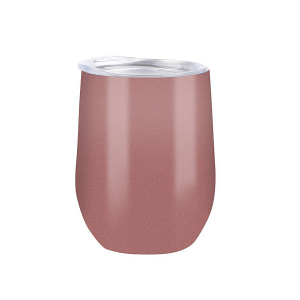 Vinglas i rostfritt stål med lock (roséguld, 2 stycken), 12 oz