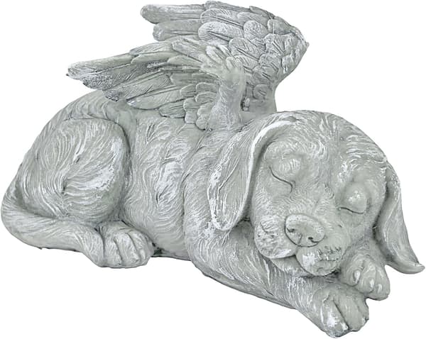 Kæledyrsminde Hund Engel æresstatue gravsten, 12 cm, polyresin
