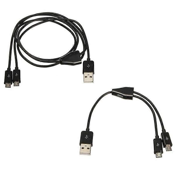 USB 2.0 Han til Micro USB 2.0 Han 1 til 2 Y Splitter Oplader Datakabel Ledning 100cm