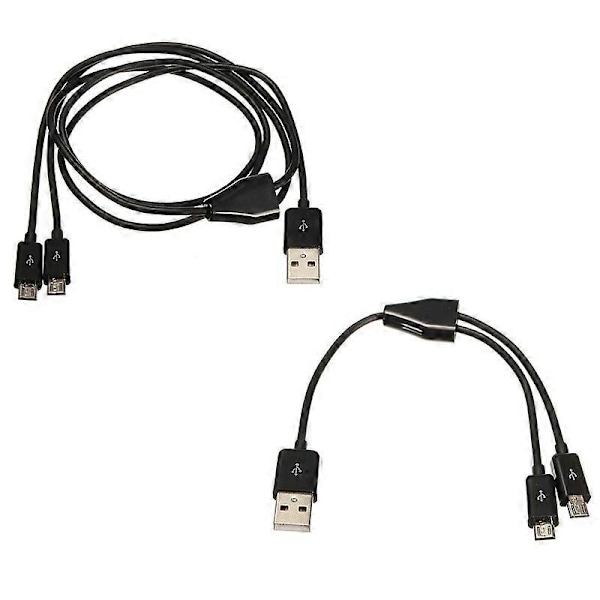 USB 2.0 Hann til Micro USB 2.0 Hann 1 til 2 Y Splitter Lader Datakabel Ledning 20cm