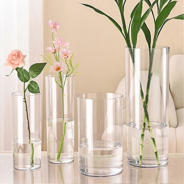 Klar Cylinder Blomstervase Bryllupsfest Spisebord Midterstykke Hydroponisk Blomsterholder Transparent Plantebeholder Dekoration 40cm