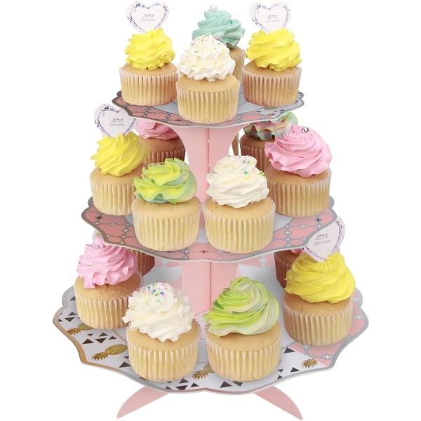 (32cm) Cupcake Stand 3 Tier Cardboard Cupcake Stand for Baby Sho