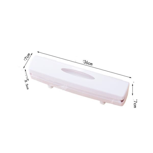 1 stk (hvit, ca. 35,5 * 7,0 * 7,0 cm) Klamfilmdispenser, aluminiumsfolie
