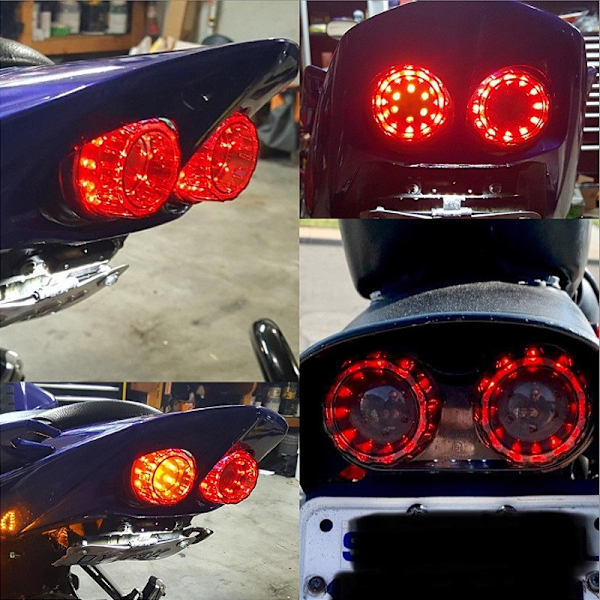 Integrert motorsykkel baklys (grå linse) Bremselys