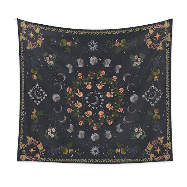 ##/150×200cm Tähti- ja kuun muotoinen musta seinävaate, Tapisserie dé##/