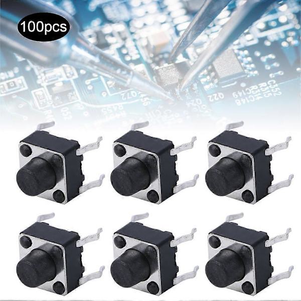 100 stk. Momentan taktil trykknappbryter Mini Micro Tact Switch Tilbehør 6 x 6 x 6 mm