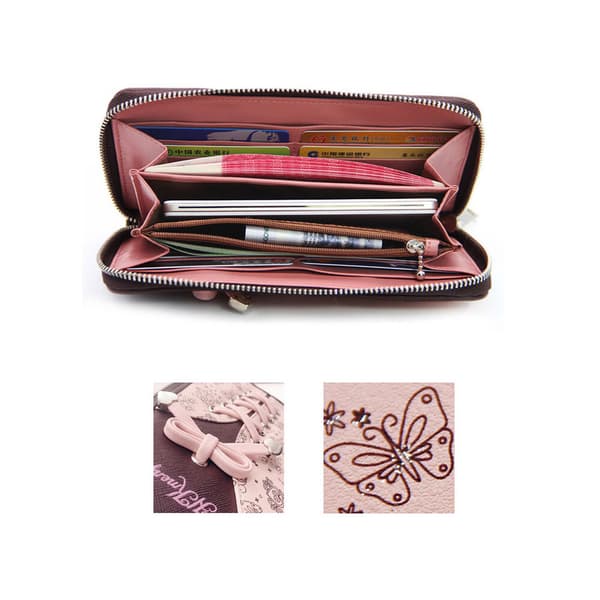 En Rosa Damväska 10cm×20cm×3cm Clutch Söt Rosett Väska Val