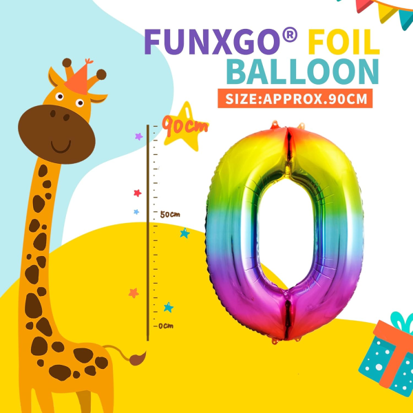 Födelsedagsballonger 0 år Färgglada - Stor ballong nummer 0 nummer