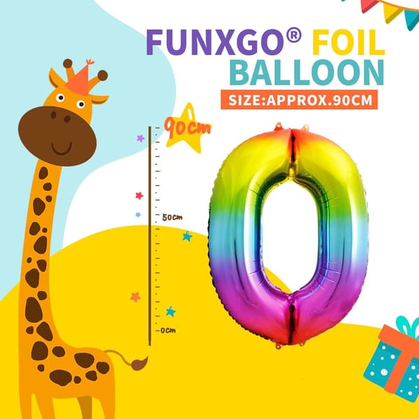 Fødselsdag Ballonger 0 år Fargerik - Stor Ballong Nummer 0 Nummer