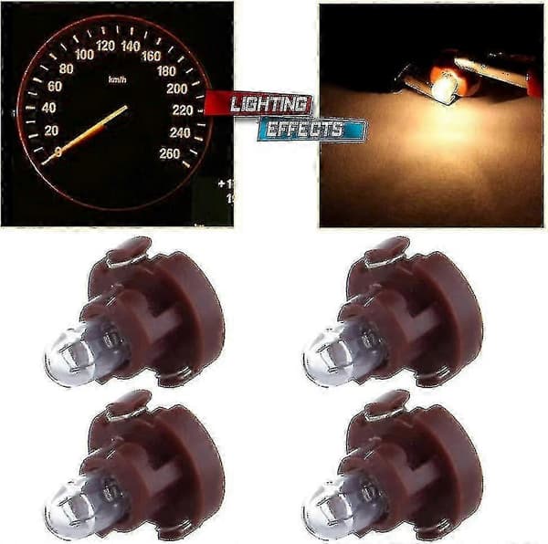 4-pack Ersättningslampa Passar Dash A/C Instrumentpanel Instrumentkluster Mätare Ljus Varmvit T4