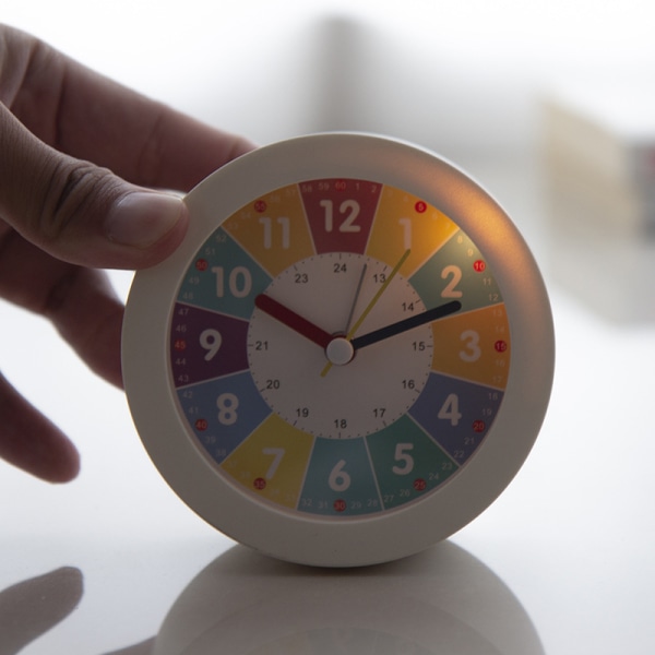 (Rosa färg) Analog väckarklocka för barn, tyst, alarm