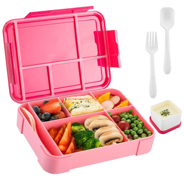 Pink delt frugtboks Salatboks Madkasse