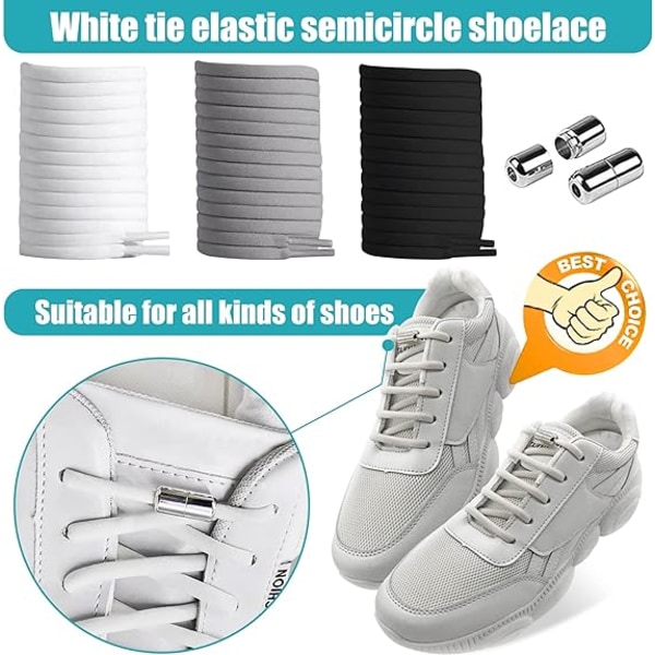6 Par Elastiske Skolisser med Metallspenne - Ingen Binding Elastiske Skolisser