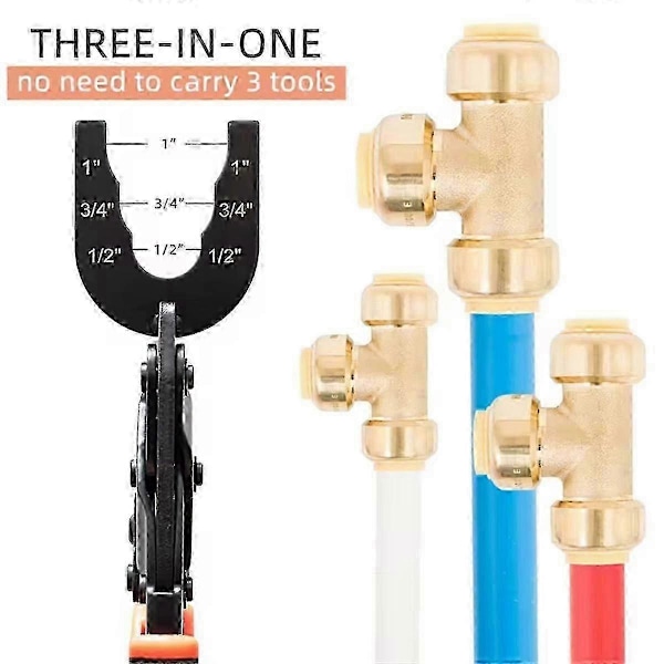 Push-Fit Afmonteringstang til Nem Fjernelse af Push-To-Connect Fittings (1/2in, 3/4in, 1in), Multi-Størrelses Afmonteringsværktøj