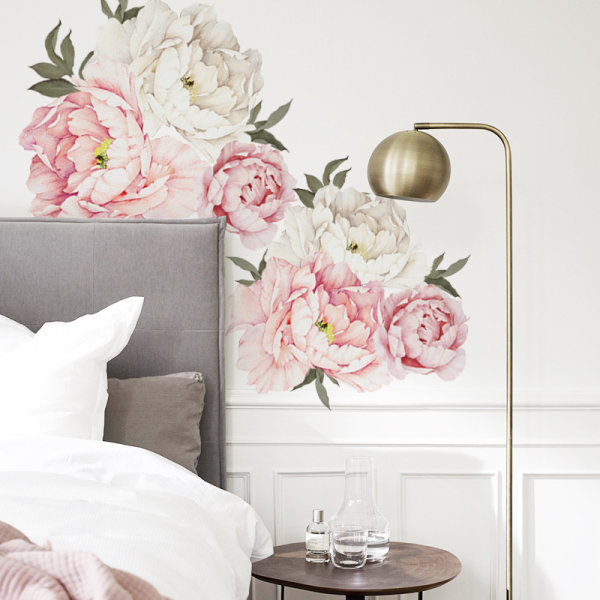 PEONIES seinätarra (54x53 cm) | Itsekiinnittyvä seinätarra