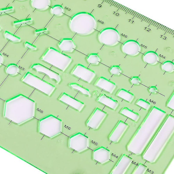 Mittaustyökalut (6 kpl) Muoviset Geometriset Mallit Geometriset Viivottimet Työkalusarja Toimistoon ja Kouluun, Rakennusmuottien Rakentamiseen, Piirustuksiin