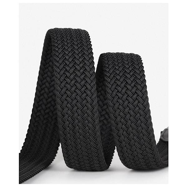 Svart - (95cm) Flätad Elastisk och Läderbälte för Män och Kvinnor