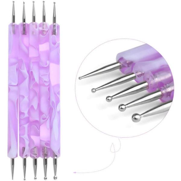5-pack nagelkonstpenna - Lila, nagelkonsttillbehörssats, nagelkonst