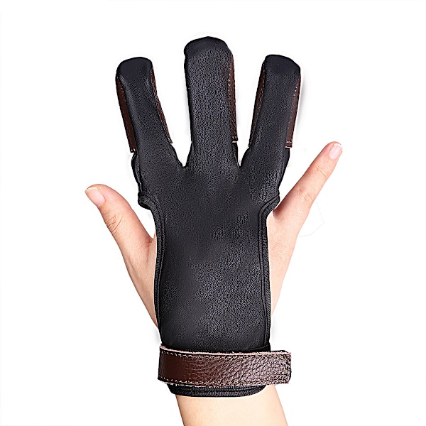 ##/L 3-Fingers Skyttehandske Ko-Läder Skyddsutrustning för Bågskyttar Vänster och Höger Hand##/