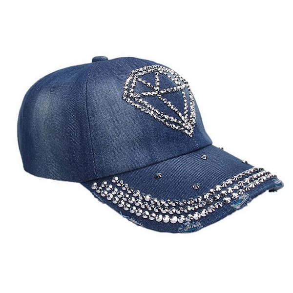 ##/Baseballkeps med strass - Blå diamanter, cowboyhatt-##/