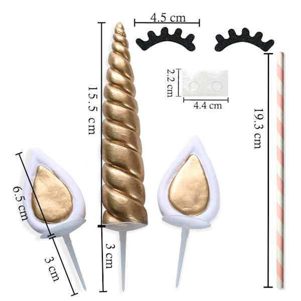 Enhjørning kagepynt, tredimensionelt polyester horn