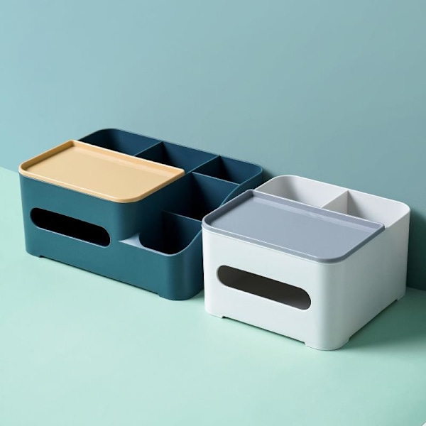 Blå 25x18x11cm Kosmetik Vævsæske Multifunktionel Vævsæske Ti