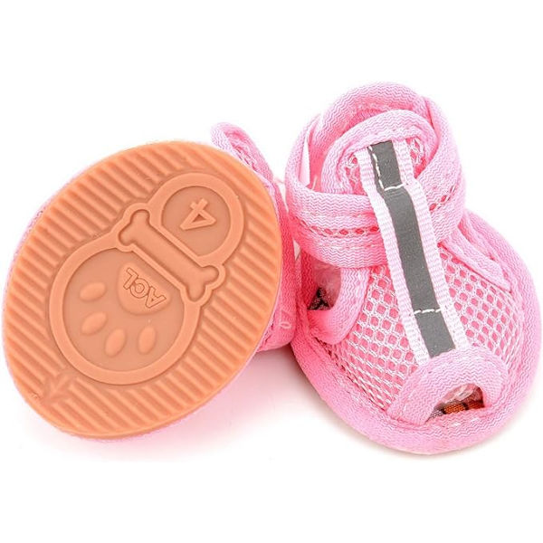 2 Par Sommer Mesh Åndbare Hunde Sko Anti-Slip Sandaler Justerbare
