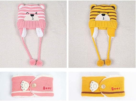 Børne Vinter Baby Hat + Sød Varmt Halstørklæde Beanie Hat Uld Hæklet