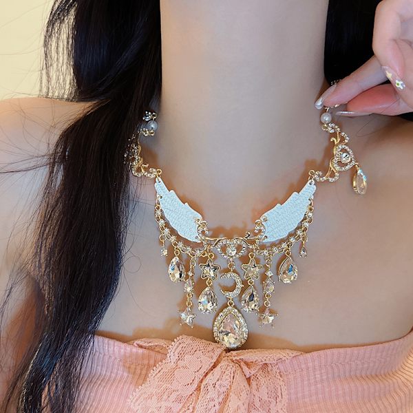 ##/Overdreven hvidgulds sommerfugl halskæde choker kraveben kæde##/