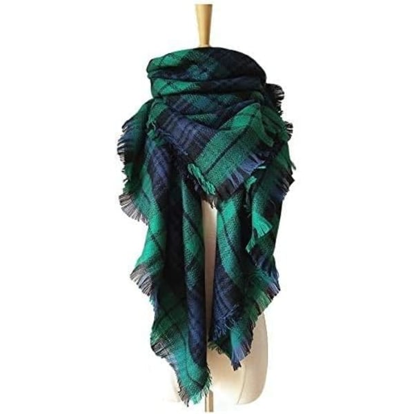 Grøn Dame Scarf Stor Ternet Akryl Uld Lang Varmt Scarf Vogu
