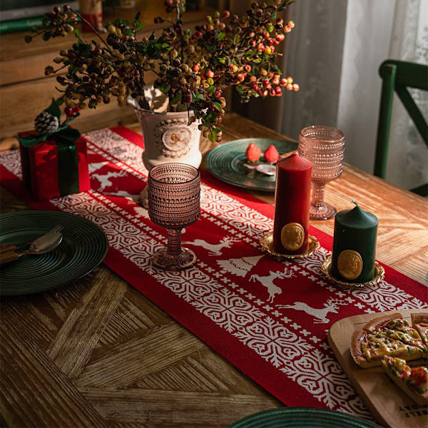 ##/Julbordstablett dekoration, duk, 35*160cm, fransar##/
