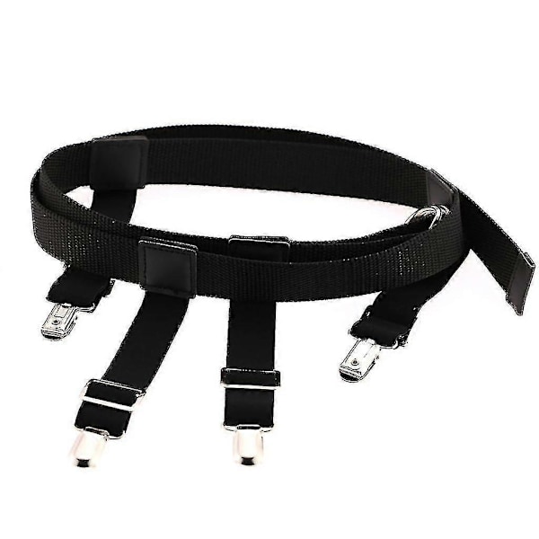 Elastisk nylon midjebelte for menn og kvinner med strømpeholder-klyper for bukser og jeans