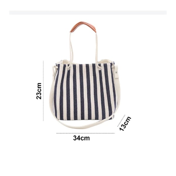 Canvas sommer tote tasker til kvinder, lille medium strandtaske, skuldertaske, blå