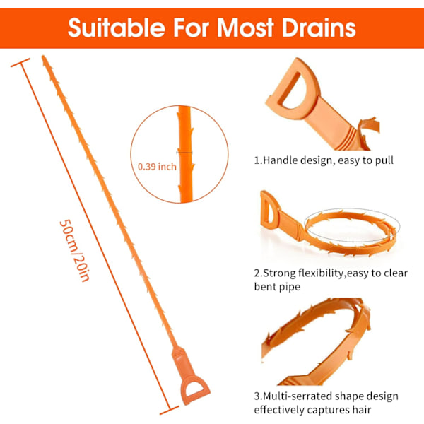 Avloppsrensare - 6-pack, 50 cm långa pinnar