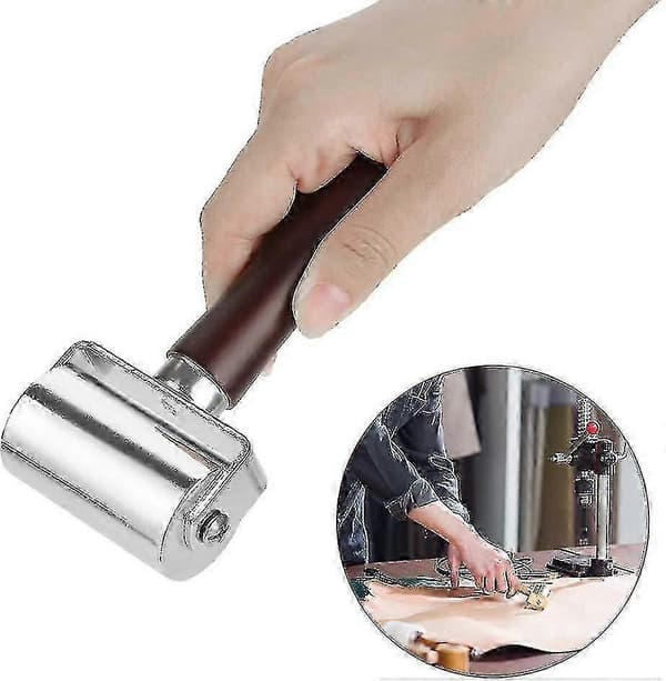 60mm Läderpressvals Högkolstål Solid Läderkantvals Med Trähandtag, Limlamineringsverktyg