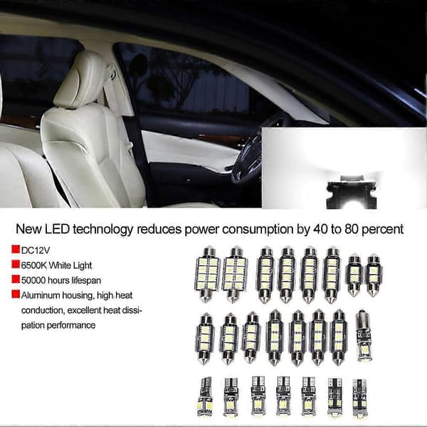6500K 150LM 12V T10 SMD LED valkoinen polttimo auton lukuvaloon (23 kpl)
