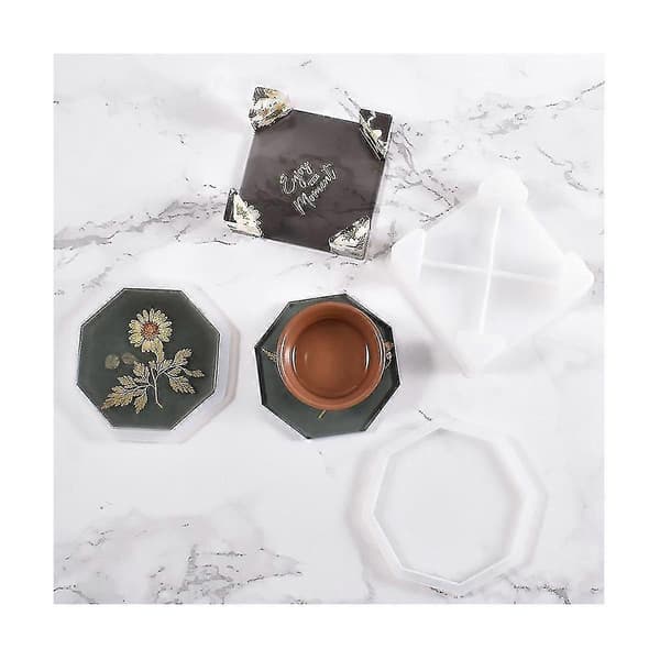 15 stk. coaster resinforme silikone, coasterforme med rund firkantet ottekantet formholderforme