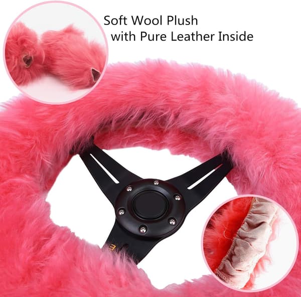 3 stk. Universal Bilratstyrebetræk (Pink) Passer til 37-39cm Wi