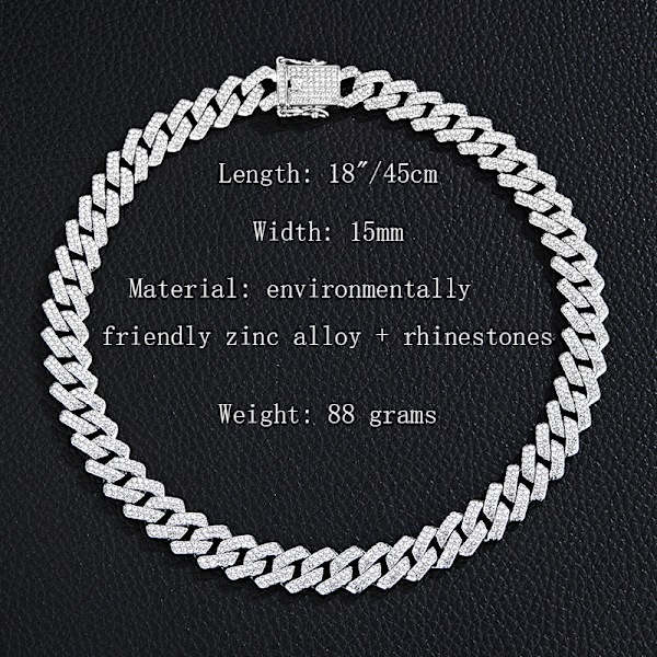 ##/Cuban Link Kæde til Mænd Iced Out Miami Cuban Link Halskæde Guld Sølvbelagt Halskæder Diamant Kæde Bling Bling Hip Hop Smykker Sølv##/