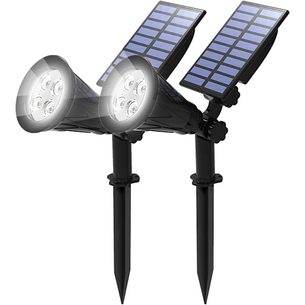 [2-pakning] Solcelle-LED-flomlys, 4 LED-solcellelys, Vanntett Utendørs