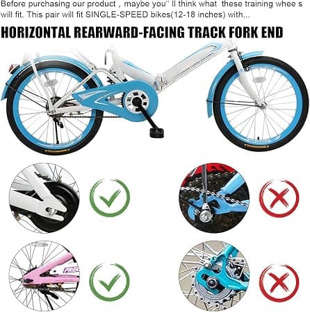 (1 Par, Svart) Cykelstödhjul för Barncyklar