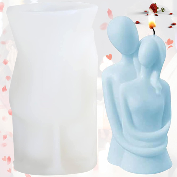 ##/Lysform Par - Par i Kærlig Omfavnelse Familie Lys Silikonform, Par Lys##/