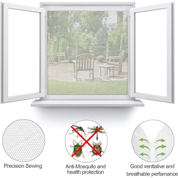 Myggnät lämpligt för fönster, 3 förpackningar DIY självhäftande