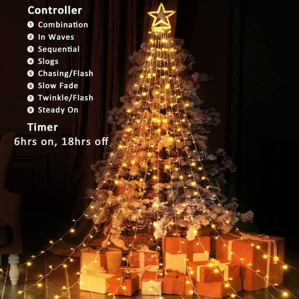 317 LED Julelys Girlander, Diameter 32cm Stjernelys Gardin
